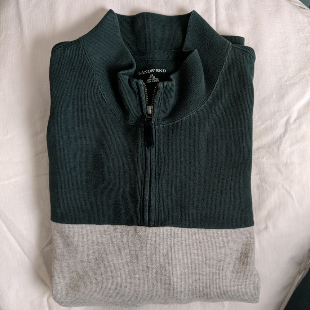 Lands End Colorblock XL Half-zip Sweater - Picture 1 of 8